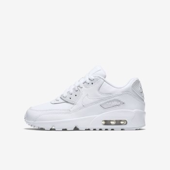 Nike Air Max 90 Leather - Nagyobb Gyerek Utcai Cipő - Fehér/Fehér